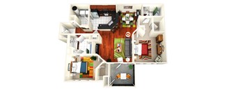 a floor plan of a house with a bedroom and a living room