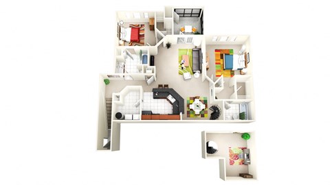 a floor plan of a house with a bedroom and a living room