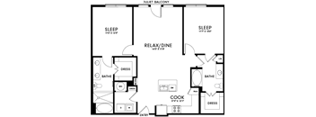 A floor plan of a house layout by Juliet Balcony.