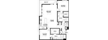 A floor plan of a house with labeled rooms such as "SLEEP", "RELAX", "DINE", and "COOK".