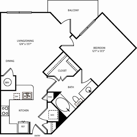 A black and white image of a floor plan for a home.