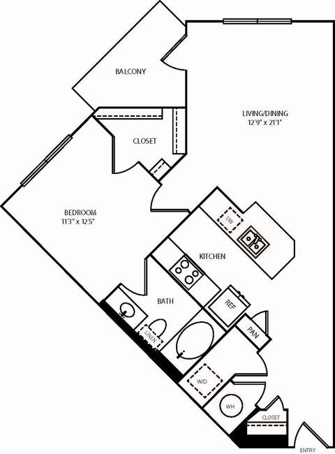 A black and white image of a floor plan for a home.