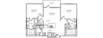 A black and white image of a floor plan for a home.