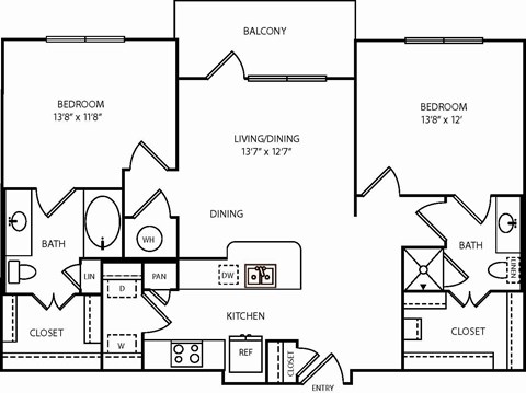 A black and white image of a floor plan for a home.