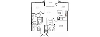 A black and white image of a house floor plan.