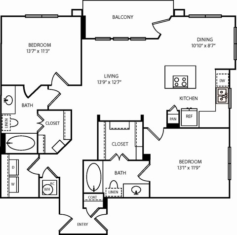 A black and white image of a house floor plan.