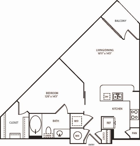 A black and white diagram of a house layout with labeled rooms.