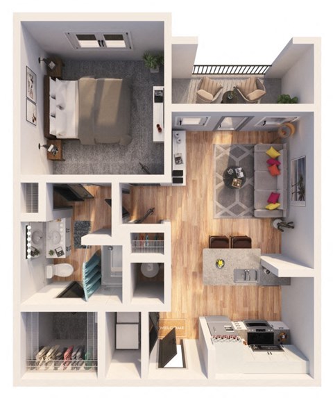 a floor plan of a 1 bedroom apartment