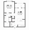 Azure Carnes Crossroads A1A Floor Plan 1 bed 1 bath 684sqft 2D