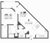 Azure Carnes Crossroads A1D Floor Plan 1 bed 1 bath 815sqft 2D