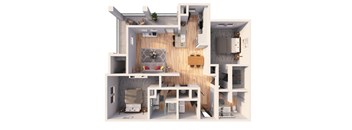 a floor plan of a 1 bedroom apartment with a living room and kitchen