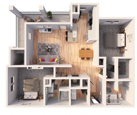 a floor plan of a 1 bedroom apartment with a living room and kitchen