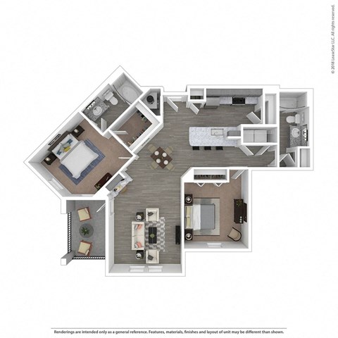 B2B Two Bed Two Bath Floor Plan at Integra Sunrise Parc, Kissimmee, 34746