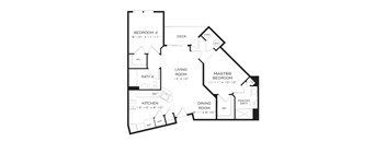 A black and white image of a floor plan for a house.
