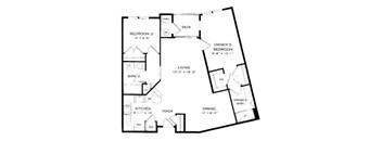 A black and white image of a house floor plan.