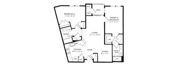 A black and white floor plan of a house with labeled rooms.