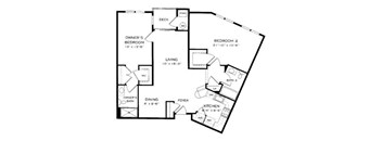 A black and white image of a house floor plan.