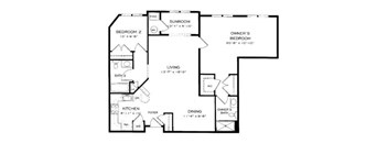 A black and white image of a house floor plan.