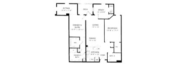 A black and white floor plan of a house with labeled rooms.