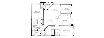 A black and white image of a house floor plan.