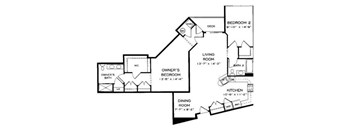 A black and white image of a house floor plan.