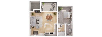 a floor plan of a 1 bedroom apartment