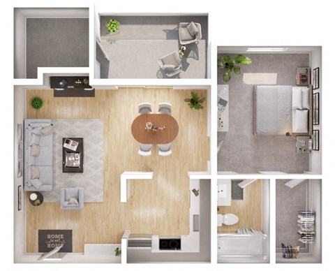 a floor plan of a 1 bedroom apartment