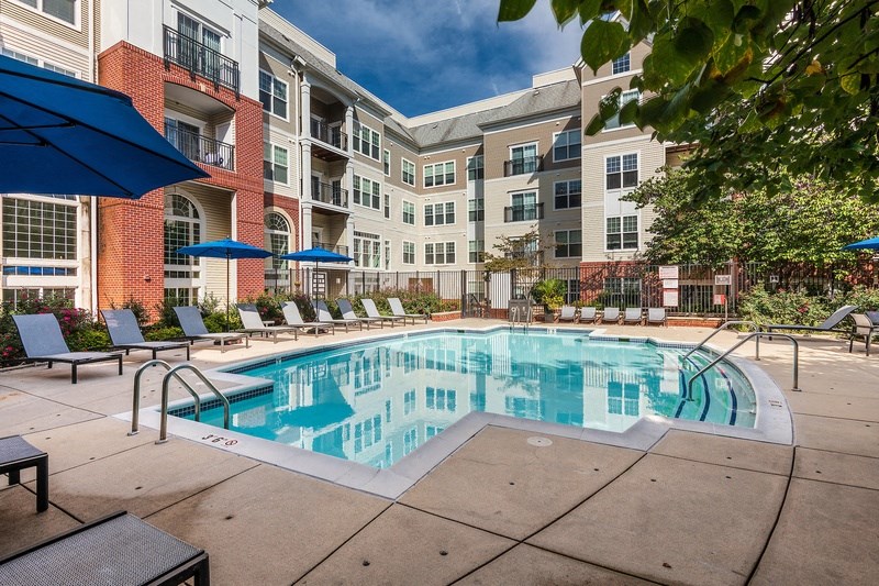 our apartments have a pool and lounge chairs
