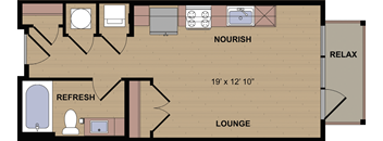 S1A_Studio 1 Bath_424sqft