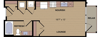 S1B_Studio 1 Bath_431sqft.