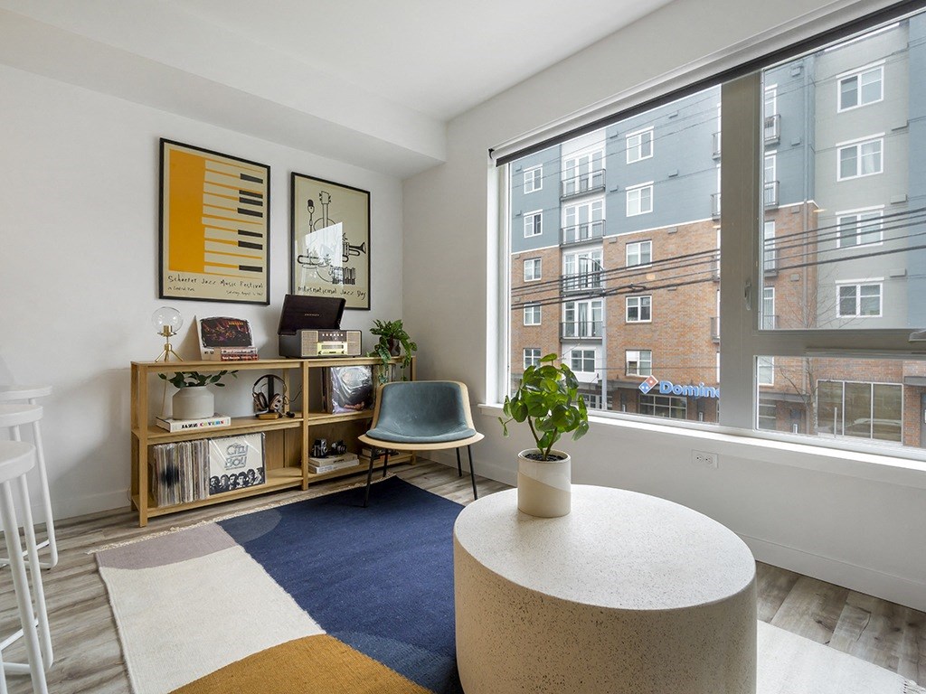 Bell Jackson Street Apartment Living Room with large windows