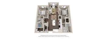 a 3d floor plan of a laurel commons apartment