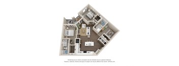 this is a 3d floor plan of a 554 square foot 1 bedroom apartment at the