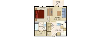 1 BD 1 Bath Floorplan 528 sqft