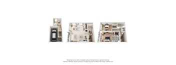 Three different floor plans of a house are shown.