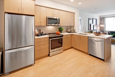 Interior Model Kitchen with stainless steel appliances