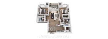 A 3D floor plan of a house with dimensions and a disclaimer.