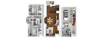 Three different floor plans of a house are shown.