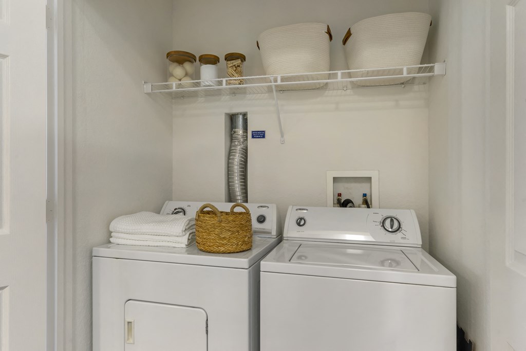 a washer and dryer in a closet