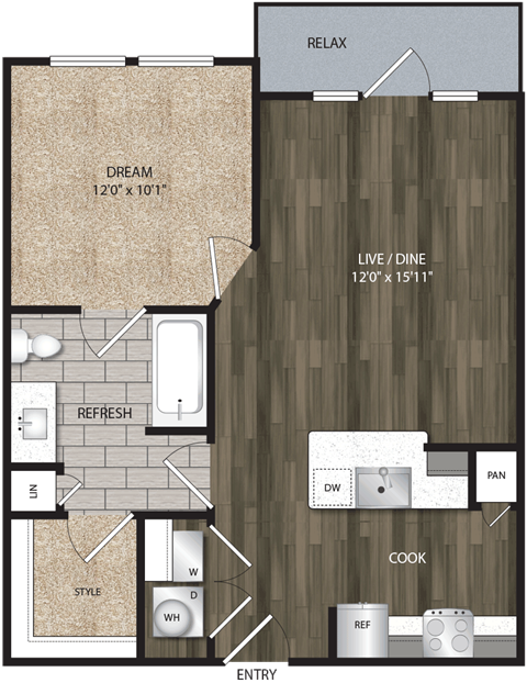 Bell CityLine A1A 1bed 1ba 652-696 sqft