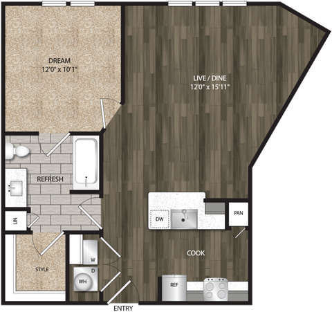 Bell CityLine A1D 1bed 1ba 748 sqft.