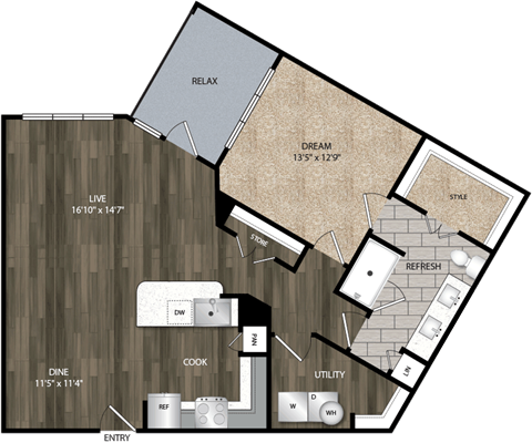 Bell CityLine A1H 1bed 1ba 967 sqft