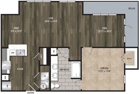 Bell CityLine A1K 1bed 1ba 1025 sqft