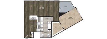 Bell CityLine A1L 1bed 1ba 1162-1246 sqft.