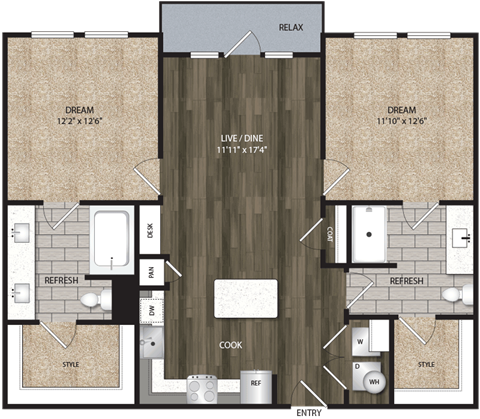 Bell CityLine B2A 2bed 2ba 988-1075 sqft