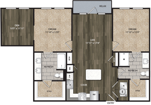 Bell CityLine B2B 2bed 2ba 1103-1145 sqft