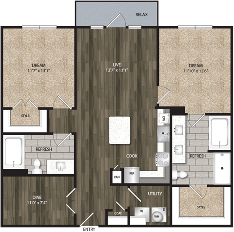 Bell CityLine B2C 2bed 2ba 1116-1176 sqft.