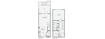 A floor plan of a two-story residential building with labeled rooms.