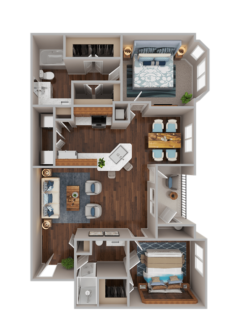 a 3d rendering of a floor plan of a house