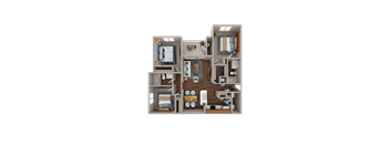 a 3d floor plan of a house with a bedroom and a living room